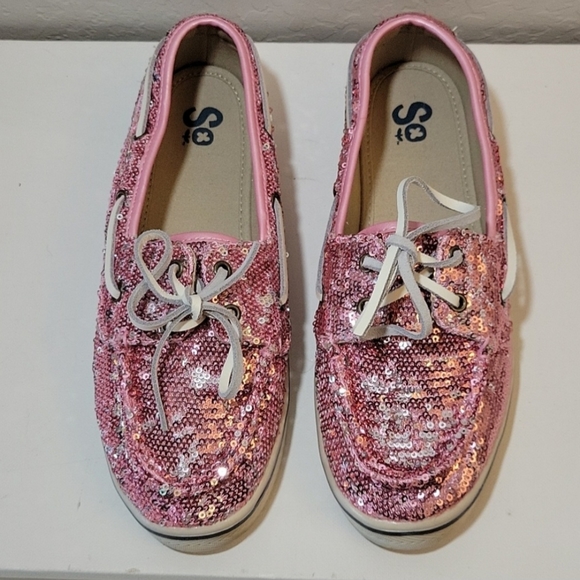 SO Soknotssequins Sequine Boat Shoes 9M - Picture 1 of 4